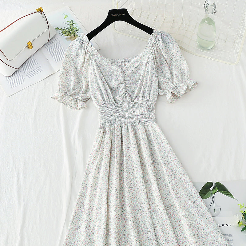 New gentle wind floral dress French Chiffon tea break skirt  4863