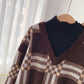 Vintage Plaid half high neck sweater  5033
