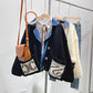 Denim stitched fake two sweater coat knitted cardigan  5038