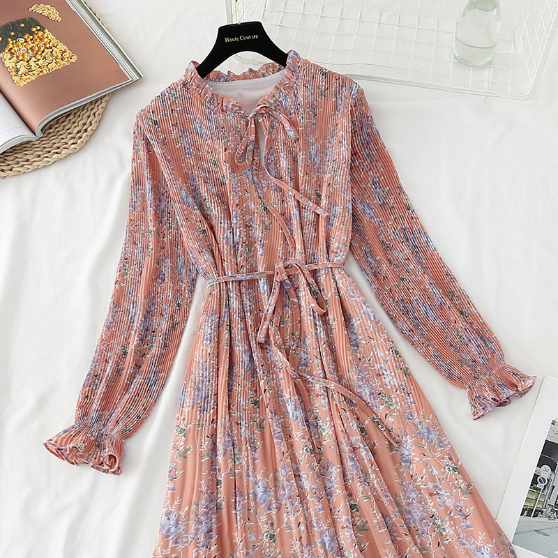 The new waist is slim, French retro forest chiffon long skirt  4837