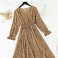 Korean vintage floral dress looks thin with ruffle sleeves  4843