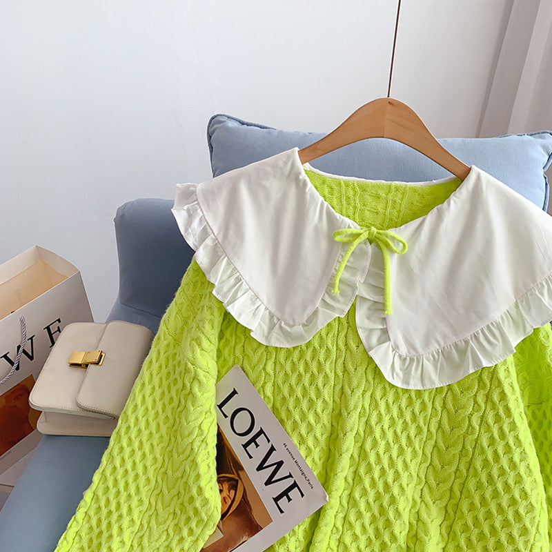 New female doll collar Pullover loose lazy sweater  5020