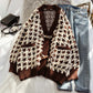 Thousand bird lattice ox horn buckle sweater coat female  4925
