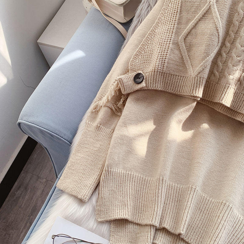 Ensemble pull-over à col montant pliable en deux pièces 4958