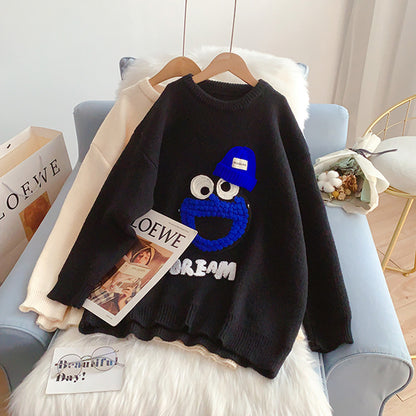 Striped cartoon sweater sweater aging shirt  5042