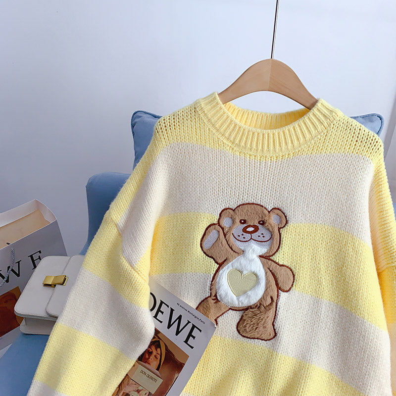 Cute sweet bear sweater sweater sweater top  4979