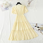 New French style square neck bubble sleeve fairy skirt with slim temperament  4900