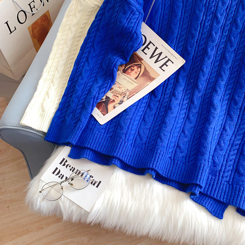 Premium design sense niche zipper turtleneck sweater  5045