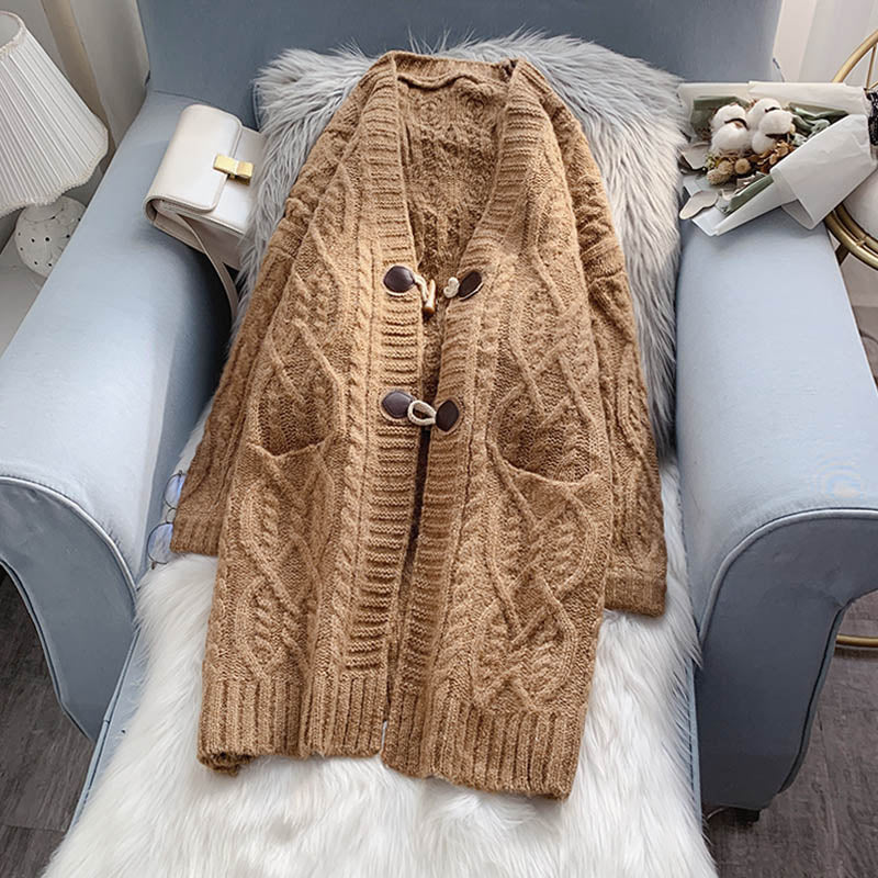 Net red knitted cardigan women's loose and lazy style  5065