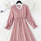 Korean cut waist lace up floral dress looks thin and bottomed skirt  4840