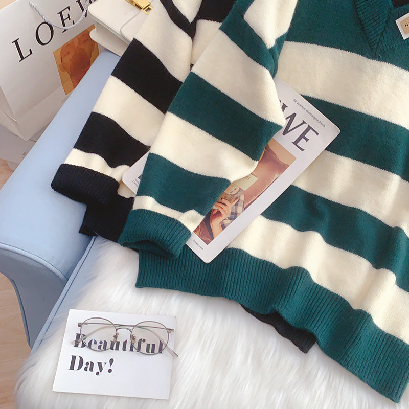 Fake two-piece Pullover women's winter half high collar design  5044