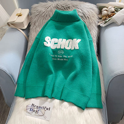 Pull col montant, tricot et pull polyvalents de style étranger 5051