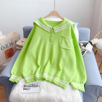 Pullover loose outer wear lazy style sweater top  4988