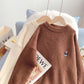 Embroidered bear sweater women's versatile sweater top  5029