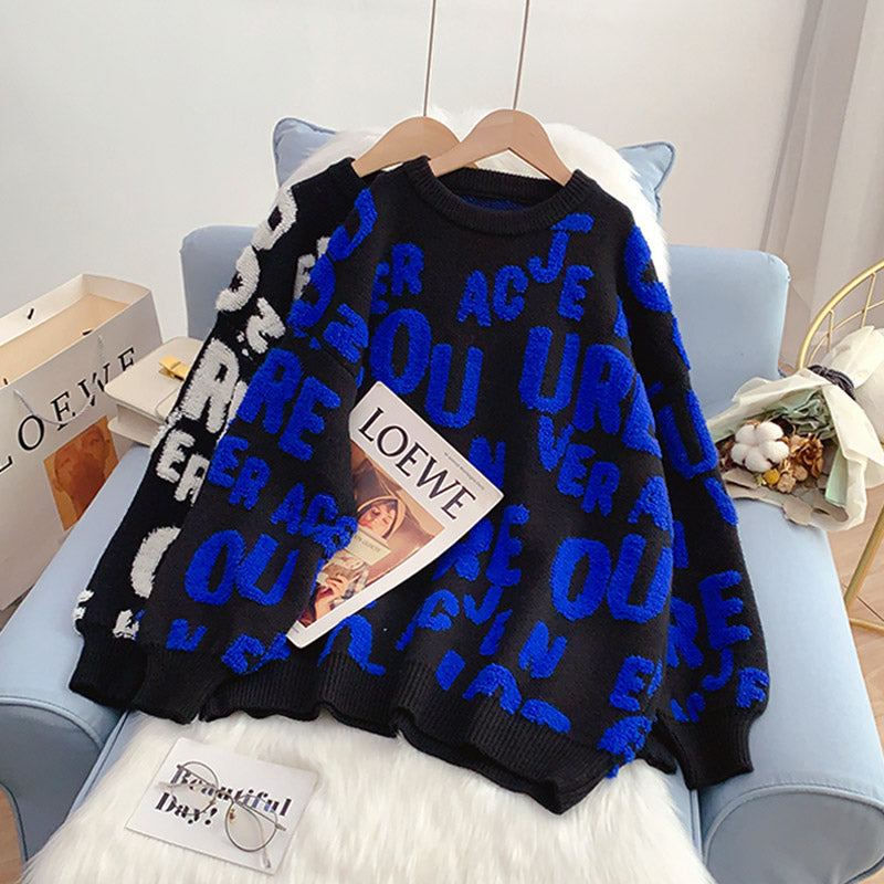 Buchstabe Pullover Pullover Pullover im ausländischen Stil 4989