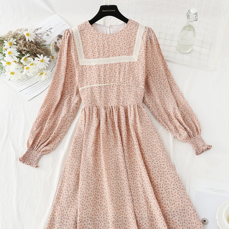 New women's Chiffon stitched hollow high-grade dress  4825