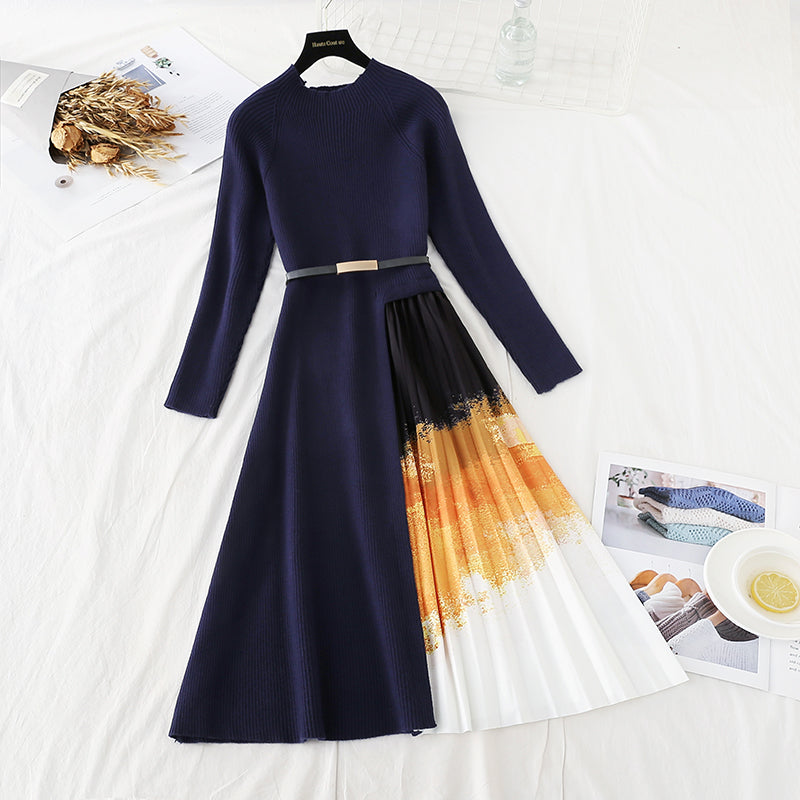 The new waist closing wool dress is over the knee  4769