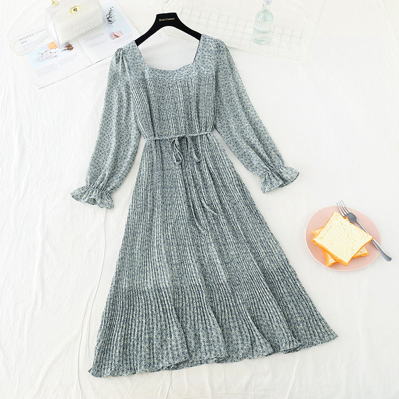 Japanese soft wind floral long sleeved dress  4708