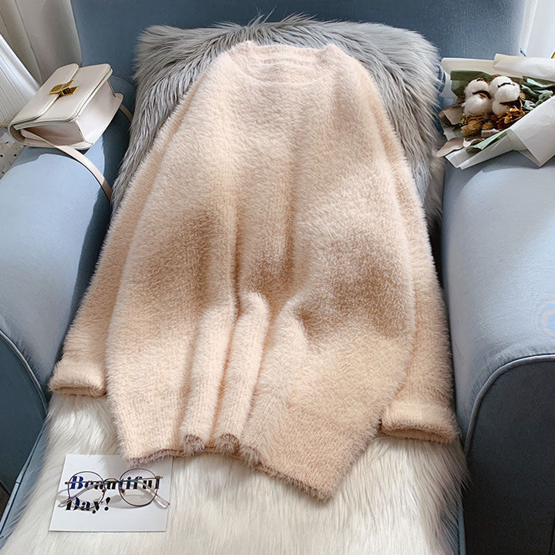 Pull doux et ciré en imitation vison pour femme 4917