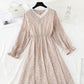 Korean cut waist lace up floral dress looks thin and bottomed skirt  4840