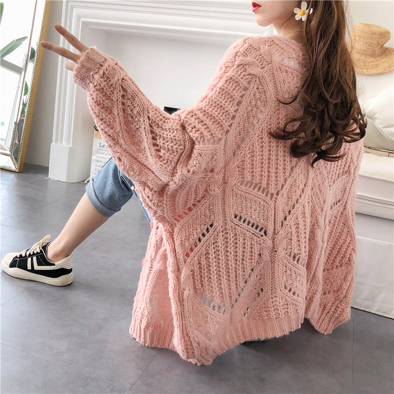 Manteau pull ample ajouré coréen 4909