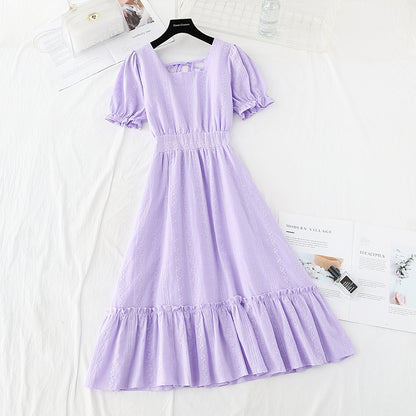 New cotton linen hook embroidery waist closing slim skirt  4683