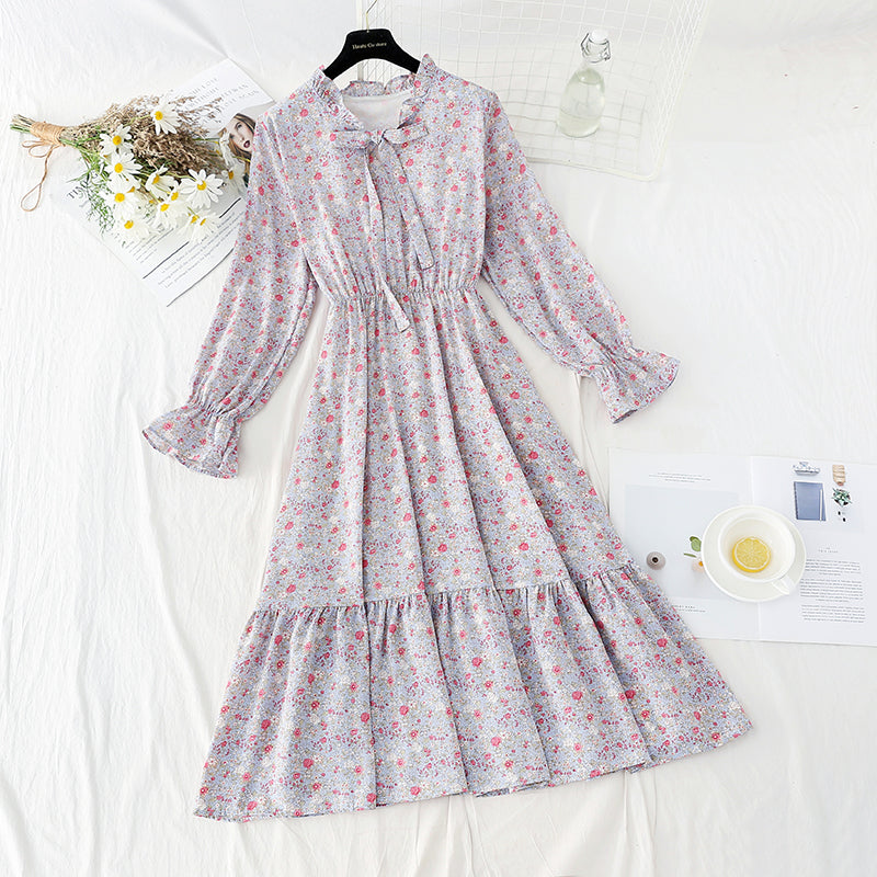 Ruffle edge gentle wind broken flower skirt  4835