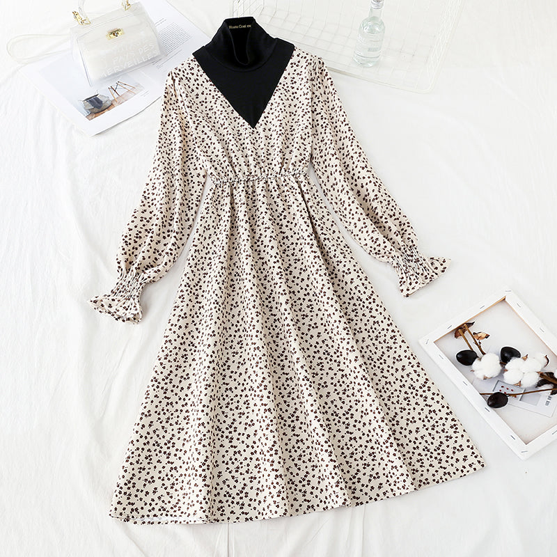 New medium length thick waist slim retro dress  4745