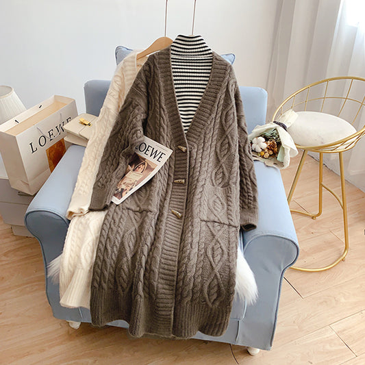 Lazy Wind Twist langer Pullover Mantel Damen 4927