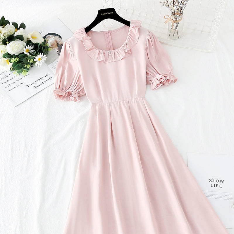 New lotus leaf collar small skirt French fairy gentle A-line skirt  4845