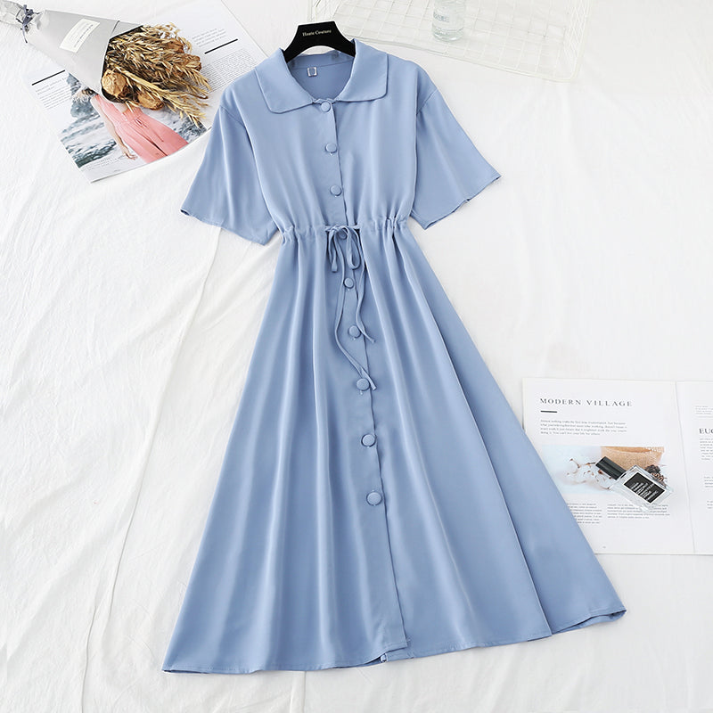 Light mature wind and snow spun dress is slim at the waist  4685