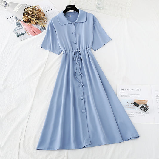 Light mature wind and snow spun dress is slim at the waist  4685