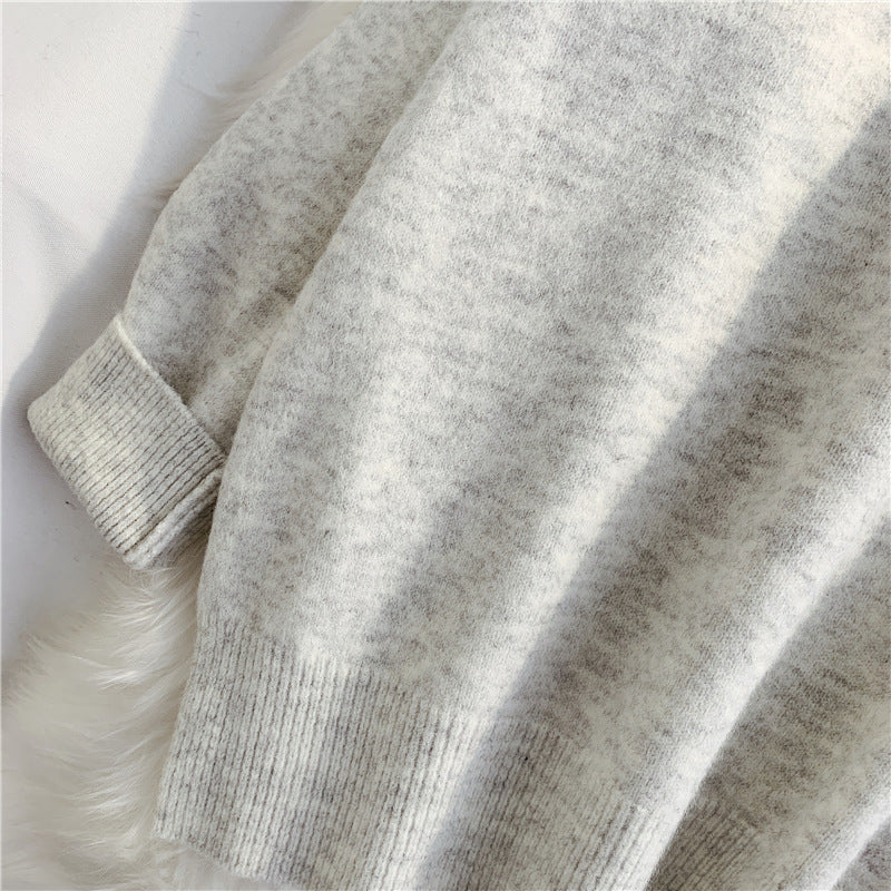 Sweater female high neck loose lazy wind  4920