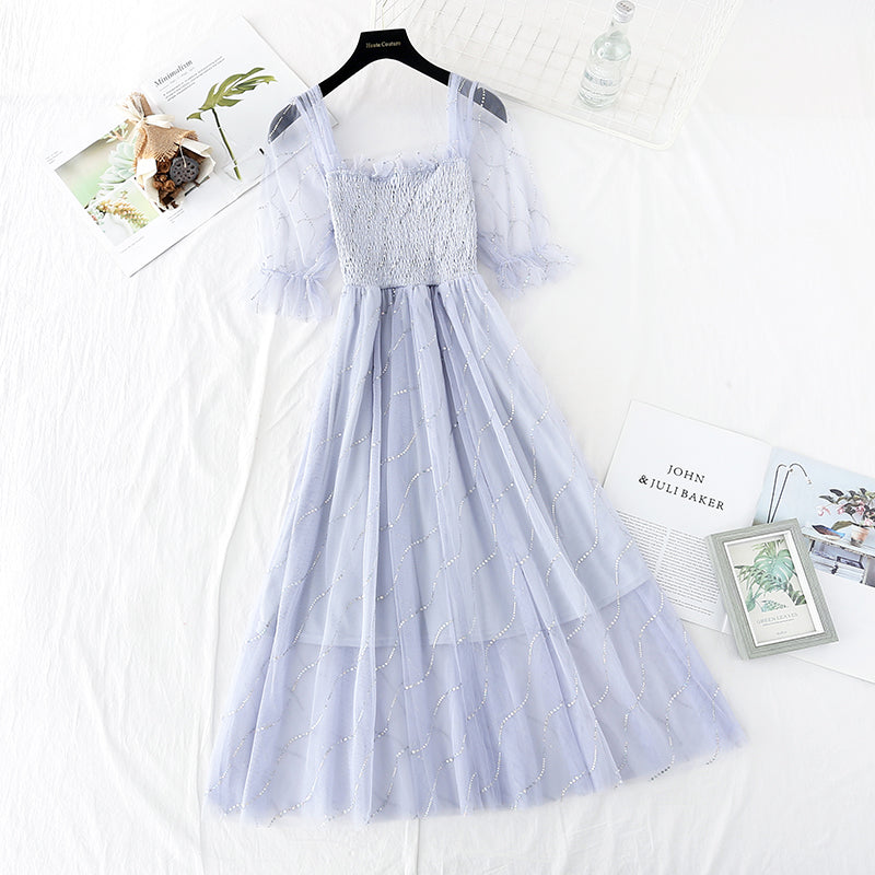 La nouvelle série de super fées est une jupe longue en filet mince et douce 4627