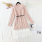 New lace up stitching fake two pleated inner bottom sweater skirt  4755
