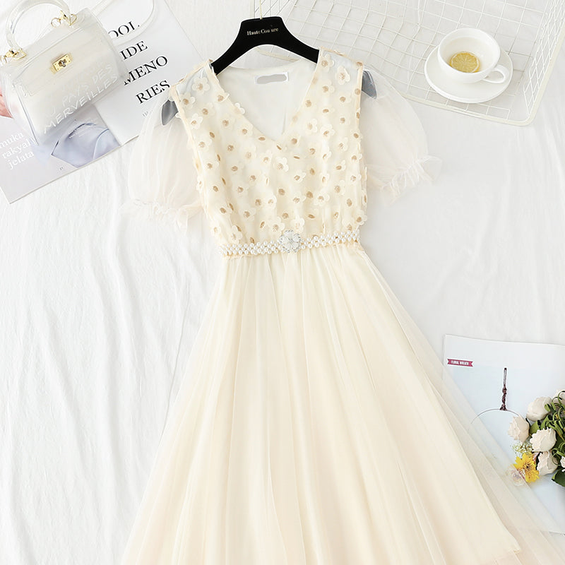 Long lace mesh skirt with slim waist  4895