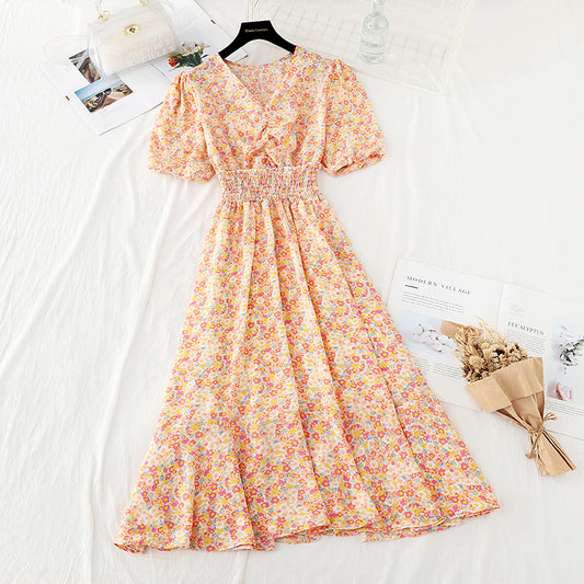 The new waist is slim, gentle, French retro skirt  4656