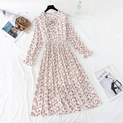 New long sleeved French retro pleated skirt fairy super fairy series  4736