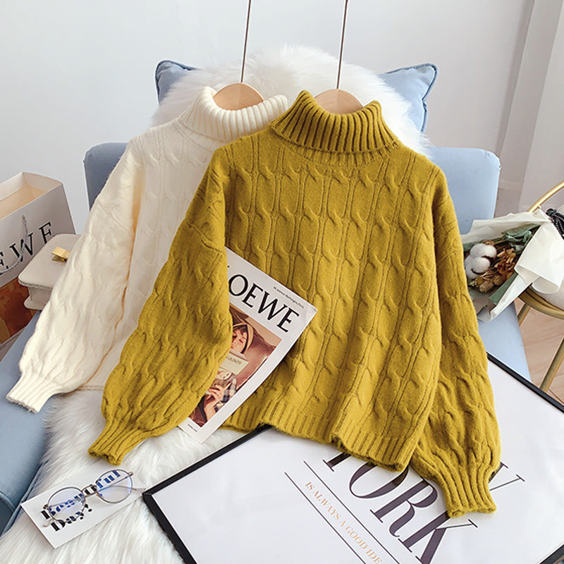 High neck twist sweater versatile bottomed sweater top  4955