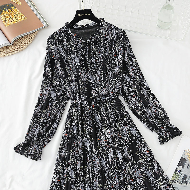 The new waist is slim, French retro forest chiffon long skirt  4837