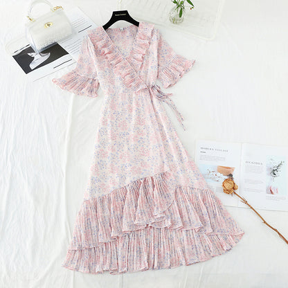 Der neue einteilige Rüschenrock zeigt dünnes Temperament, indem er die Taille schließt 4662