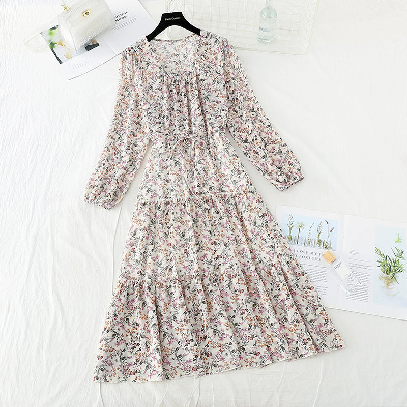 New women's Collar Chiffon Floral Dress  4716