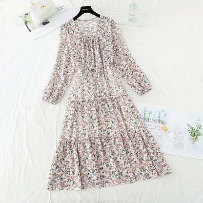 New women's Collar Chiffon Floral Dress  4716