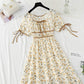 Small fresh lace up sweet dress broken flower skirt looks thin  4865