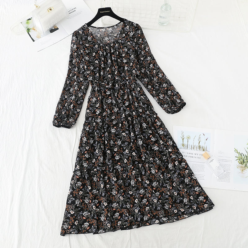 New women's Collar Chiffon Floral Dress  4716