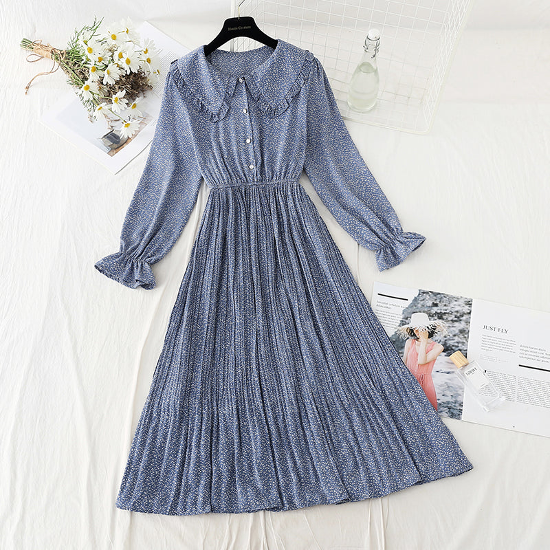 Neuer französischer, altersreduzierender Faltenrock, großer Swingrock, Chiffon, langer Rock 4574