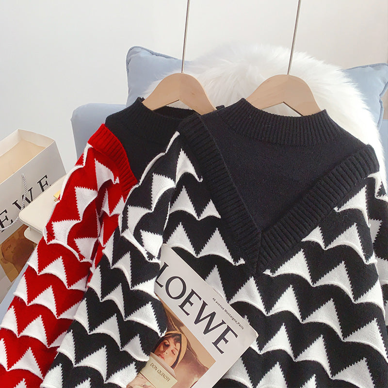 Pullover mit halbem Stehkragen für Damen, kleiner Mann, gefälschter zweiteiliger Designsinn 4936