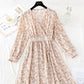 V-neck waist closing Chiffon Dress slim and light mature wind floral skirt  4806