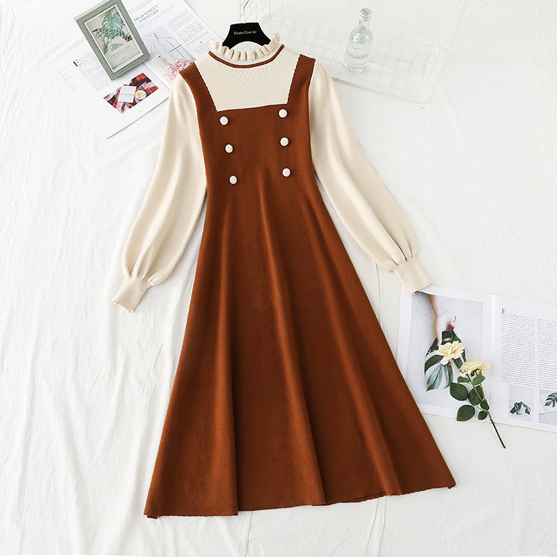 Double breasted fashion dress with slim waist  4782