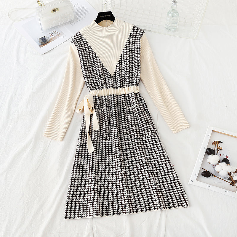 New thousand bird pattern with bottomed wool dress  4746